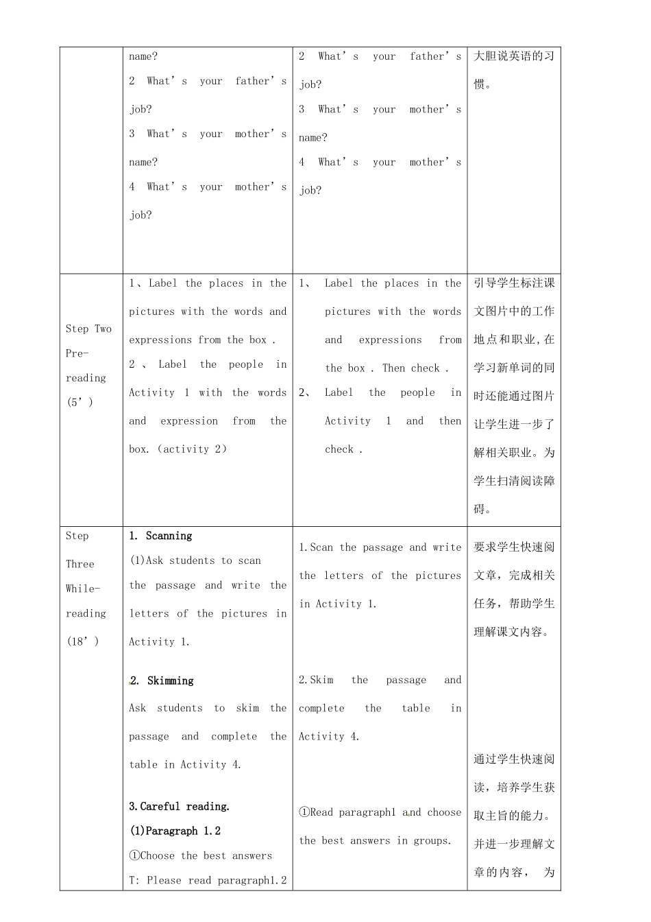 七年级英语上册 Module 2 Unit 2 These are my parents教案 （新版）外研版-（新版）外研版初中七年级上册英语教案_第2页