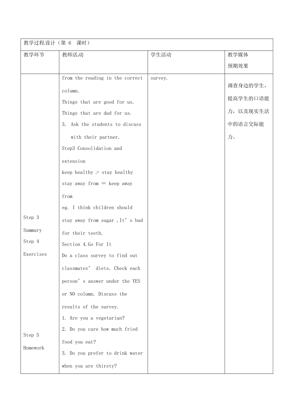 新疆生产建设兵团第五师八十六团第一中学九年级英语全册 Unit 6 I like music that I can dance to第六课时教学设计 人教新目标版_第3页
