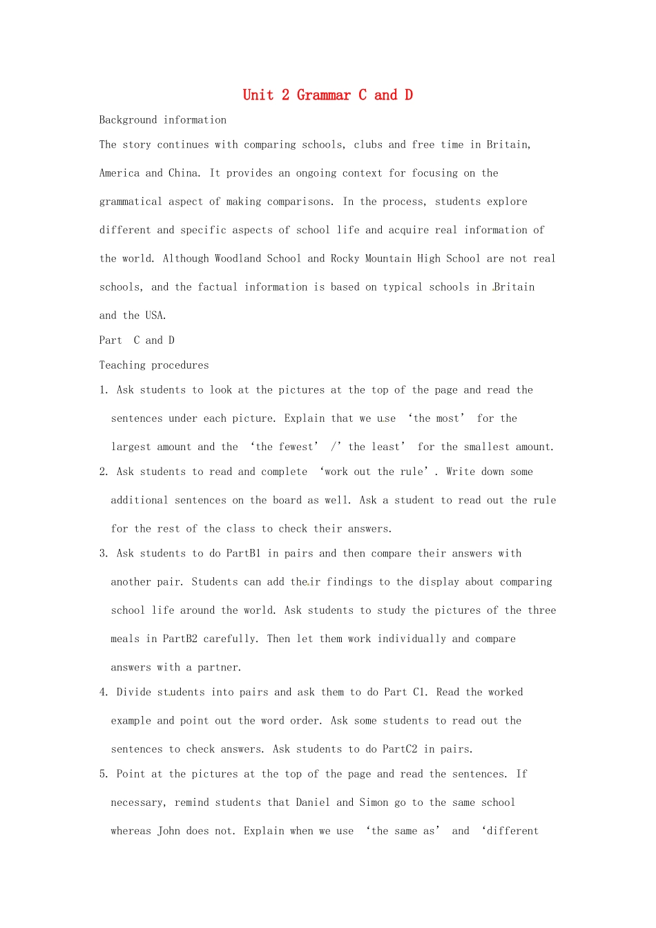 八年级英语上册 Unit 2 School life Grammar C and D教案 牛津版-牛津版初中八年级上册英语教案_第1页