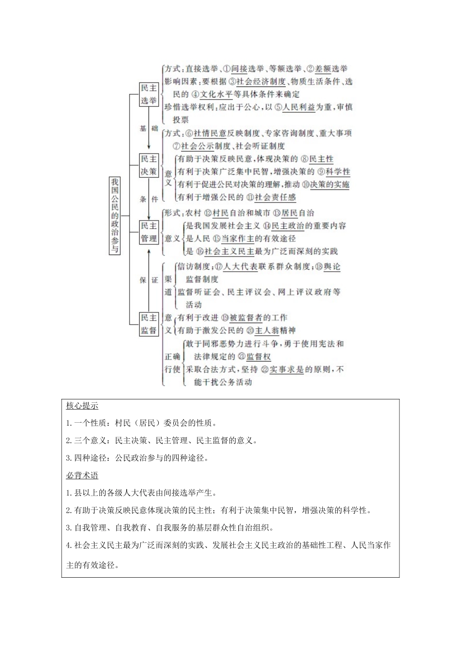 高中政治上学期《我国公民的政治参与》复习教学设计-人教版高中全册政治教案_第2页