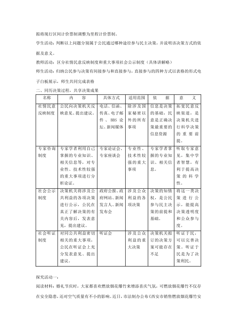 高中政治 第一单元 公民的政治生活 第二课 我国公民的政治参与 2 民主决策：作出最佳选择教案3 新人教版必修2-新人教版高一必修2政治教案_第2页