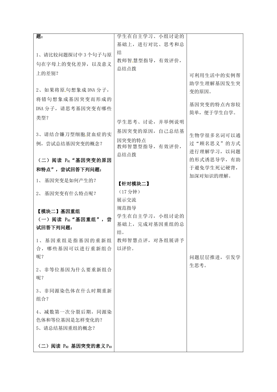 河南省新安县第一高级中学高三生物 基因突变和基因重组教案_第2页