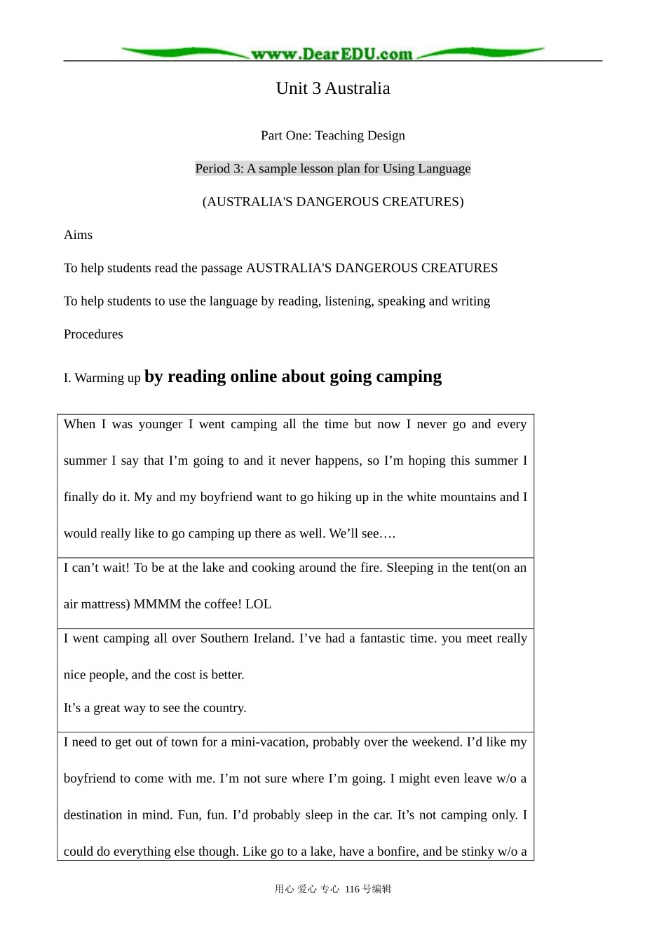 高中英语Unit 3 Australia--Using Language_第1页