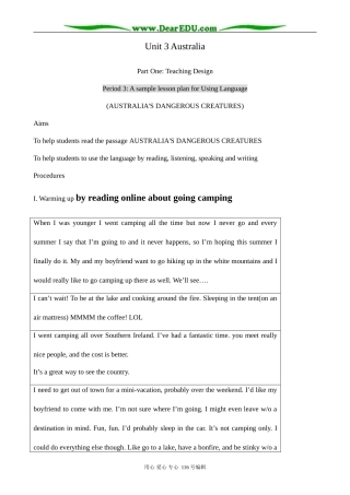 高中英语Unit 3 Australia--Using Language