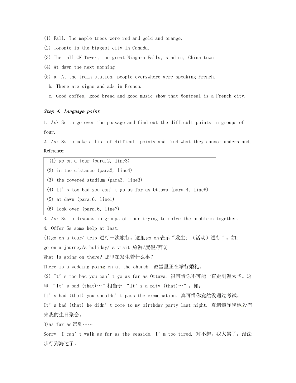 高中英语《Unit5 Canada-“The True North”》教案（6）新人教版必修3-新人教版高一必修3英语教案_第3页