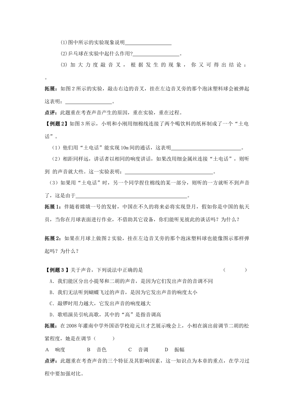 中考物理 第一章《声现象》复习教学案_第2页
