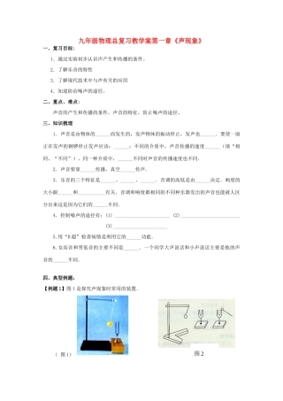 中考物理 第一章《声现象》复习教学案