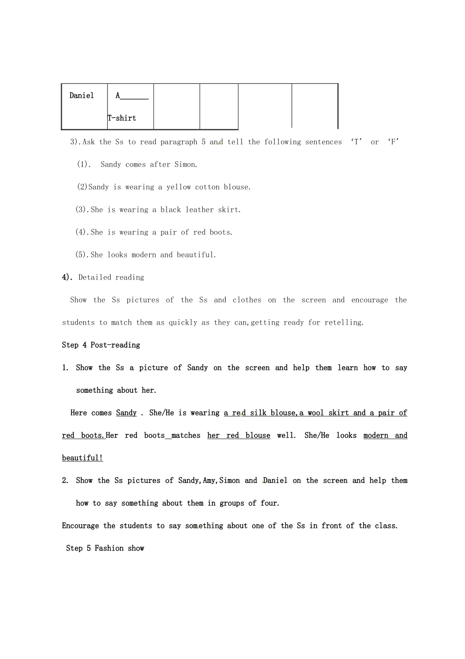 七年级英语上册 Unit 8 Fashion Reading 1教案 （新版）牛津版-（新版）牛津版初中七年级上册英语教案_第3页