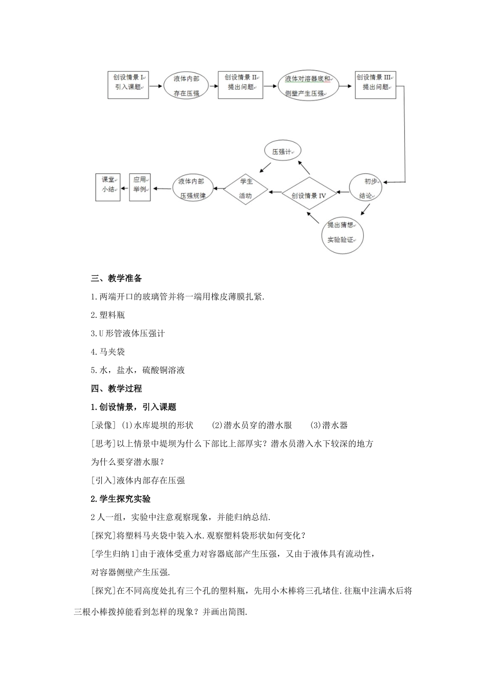 八年级物理下册 第九章 压强 2 液体的压强教案 （新版）教科版-（新版）教科版初中八年级下册物理教案_第2页