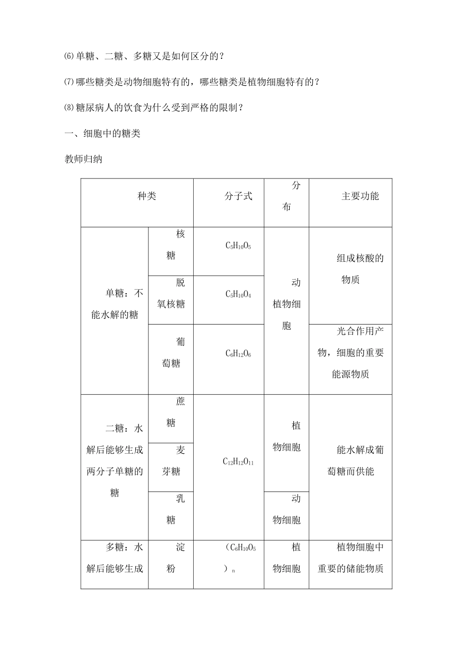 新人教版高中生物必修1细胞中的糖类和脂质_第3页