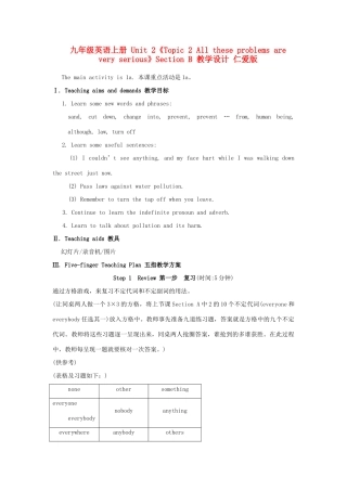 九年级英语上册 Unit 2《Topic 2 All these problems are very serious》Section B 教学设计 仁爱版
