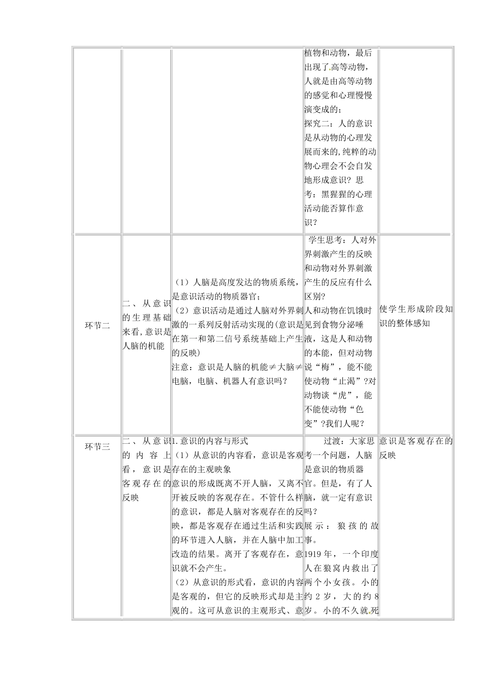 四川省宜宾市一中高二政治下学期第1周 意识的本质教学设计-人教版高二全册政治教案_第2页