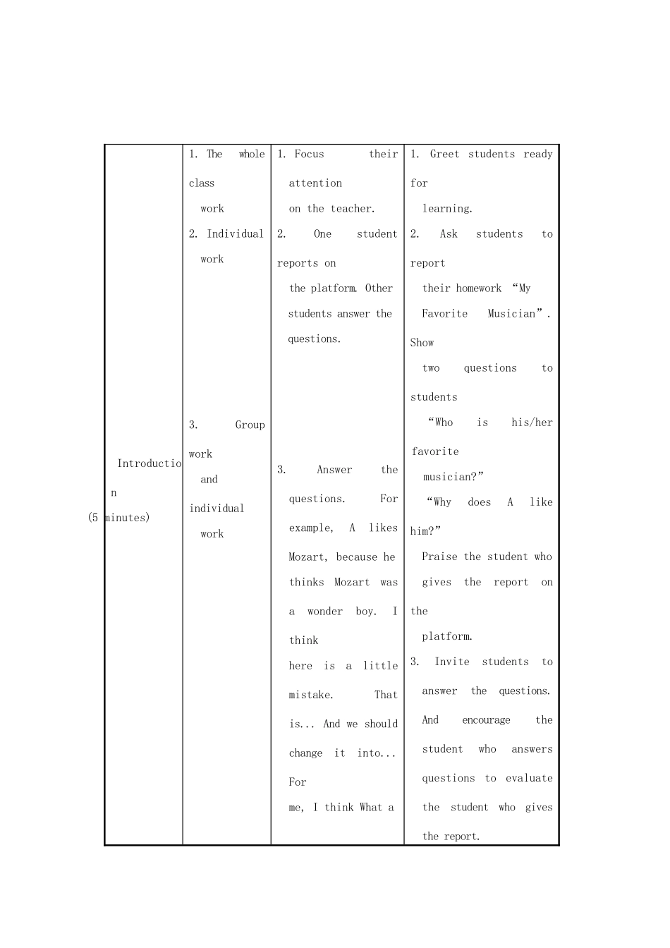 八年级英语上册 Unit 3 Our Hobbies Topic 2 What sweet music Section D教案 （新版）仁爱版_第3页