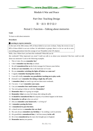 外研版英语必修6 Module6 Period2 Function-Talking about memories