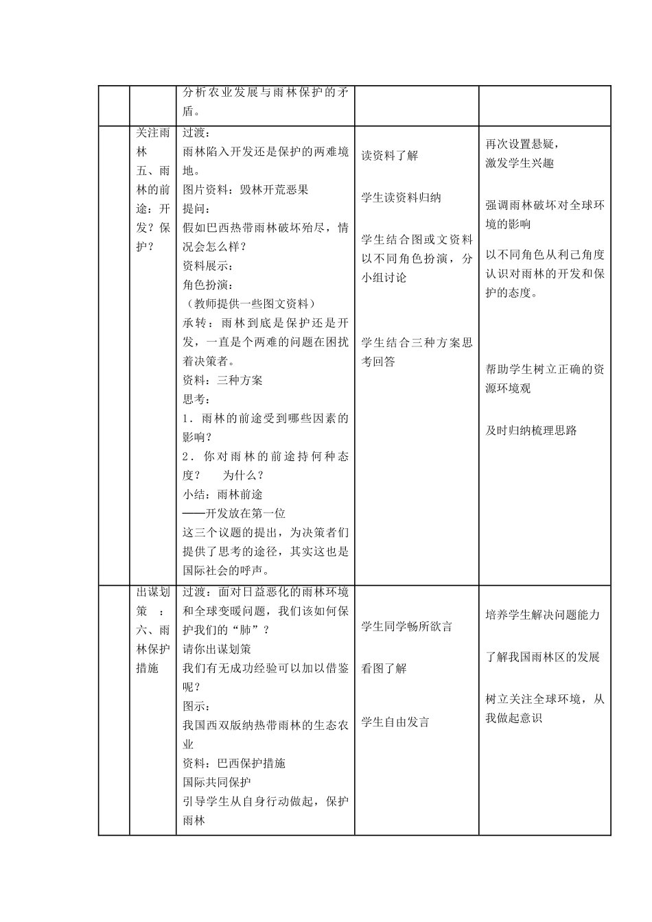 四川省宜宾市一中高二地理《森林的开发与保护》教学设计-人教版高二全册地理教案_第3页