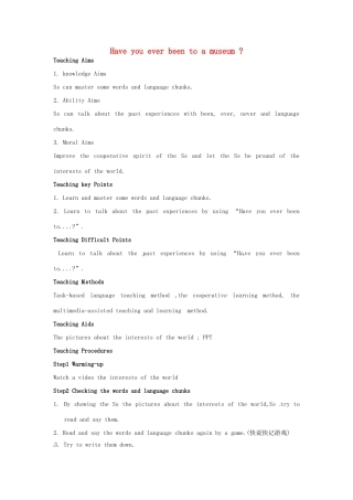 山东省郯城县新村乡中学八年级英语下册 Unit 9 Have you ever been to a museum Section A（1a-2d）教案 （新版）人教新目标板