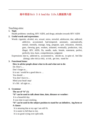 高中英语Unit（3） book6 A healthy life人教版第六册