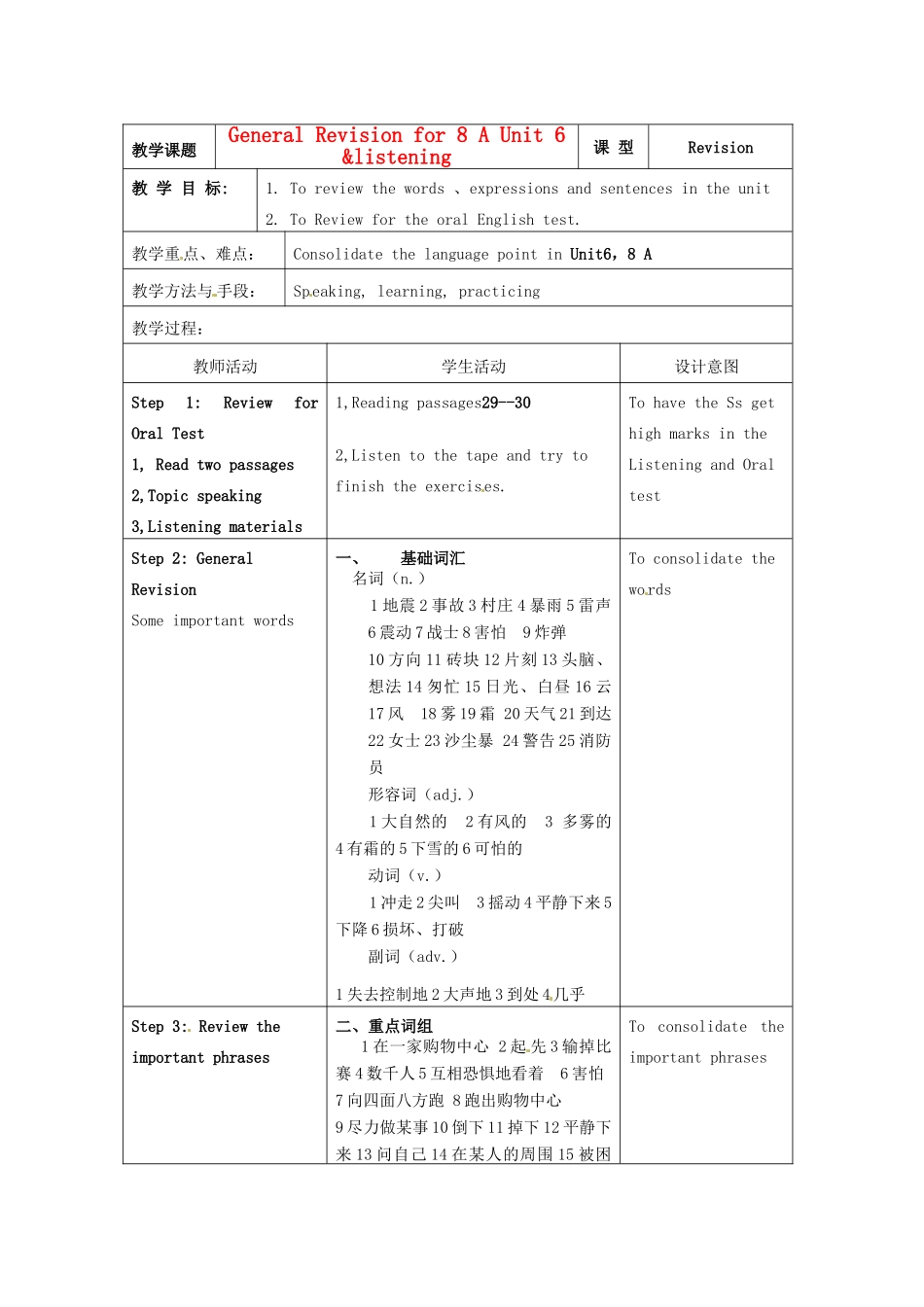 八年级英语上册 Unit 6 Animals in danger listening教案 （新版）外研版-（新版）外研版初中八年级上册英语教案_第1页