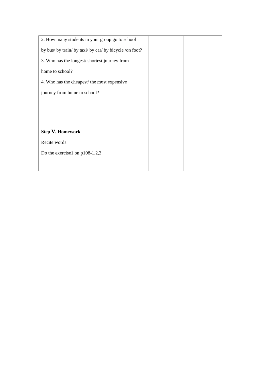 七年级英语下：Module 7 Planes, boats and trains Unit 1 Tony has the longest journey教案外研版_第3页