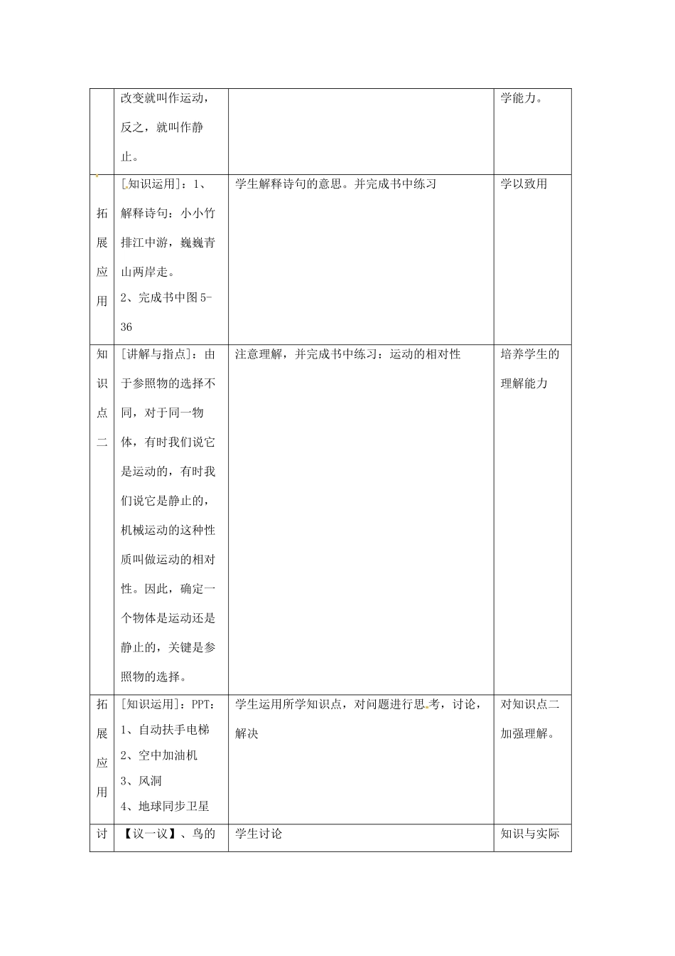 江苏省太仓市八年级物理上册 5.4 世界是运动的教案 （新版）苏科版-（新版）苏科版初中八年级上册物理教案_第3页