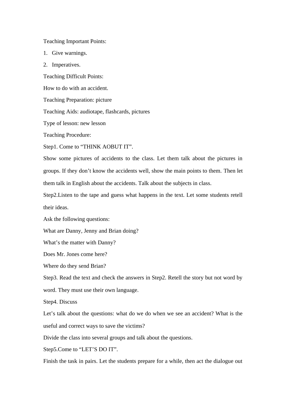 九年级英语上第六单元Lesson 41 After an Accident教案冀教版_第3页