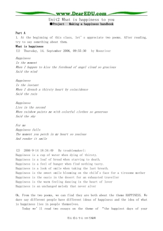 牛津版高中英语选修6Unit2 What is happiness to you--Project