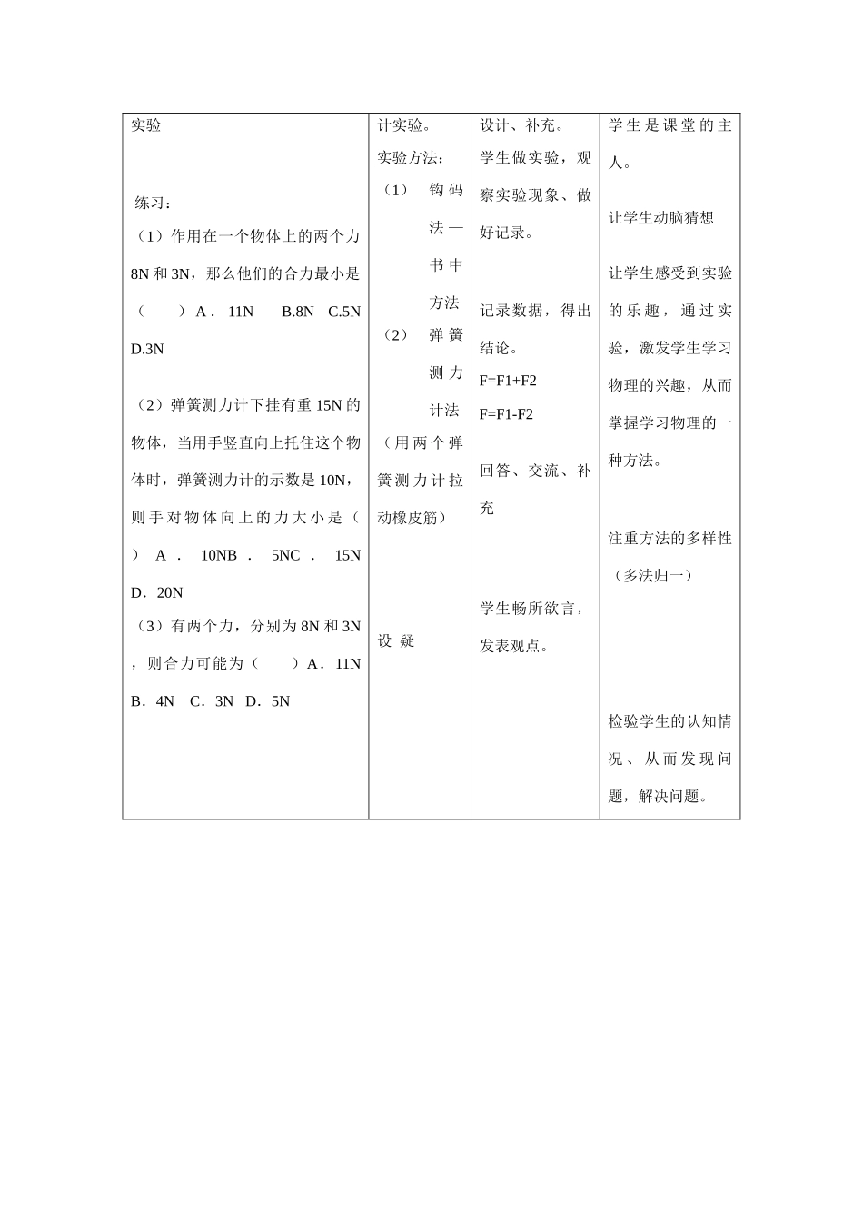 八年级物理下6.2力的合成教案.沪科版_第2页