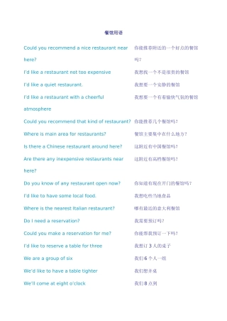 八年级英语Unit 7 餐馆用语湘教版