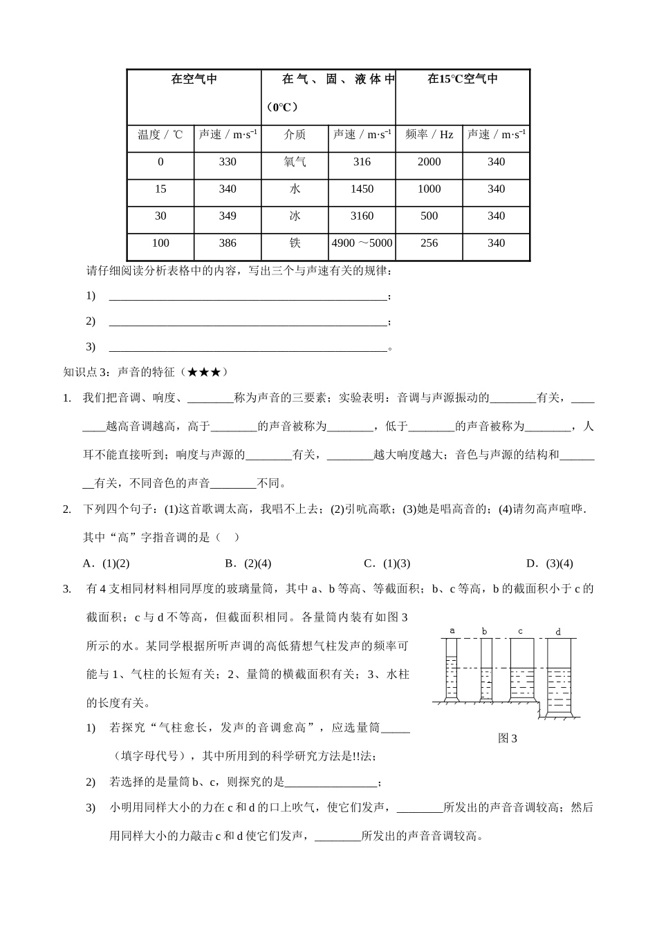 八年级物理上学期期末复习讲学稿（第一章声现象）_第2页
