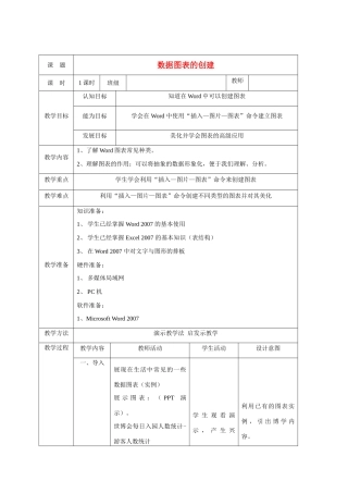 七年级信息技术上学期 word数据图表教案