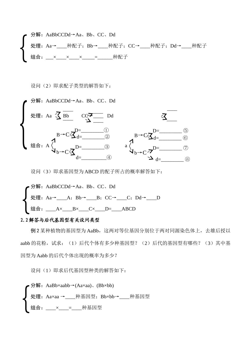 人教版高中生物必修1自由组合定律的实质与应用教案_第2页