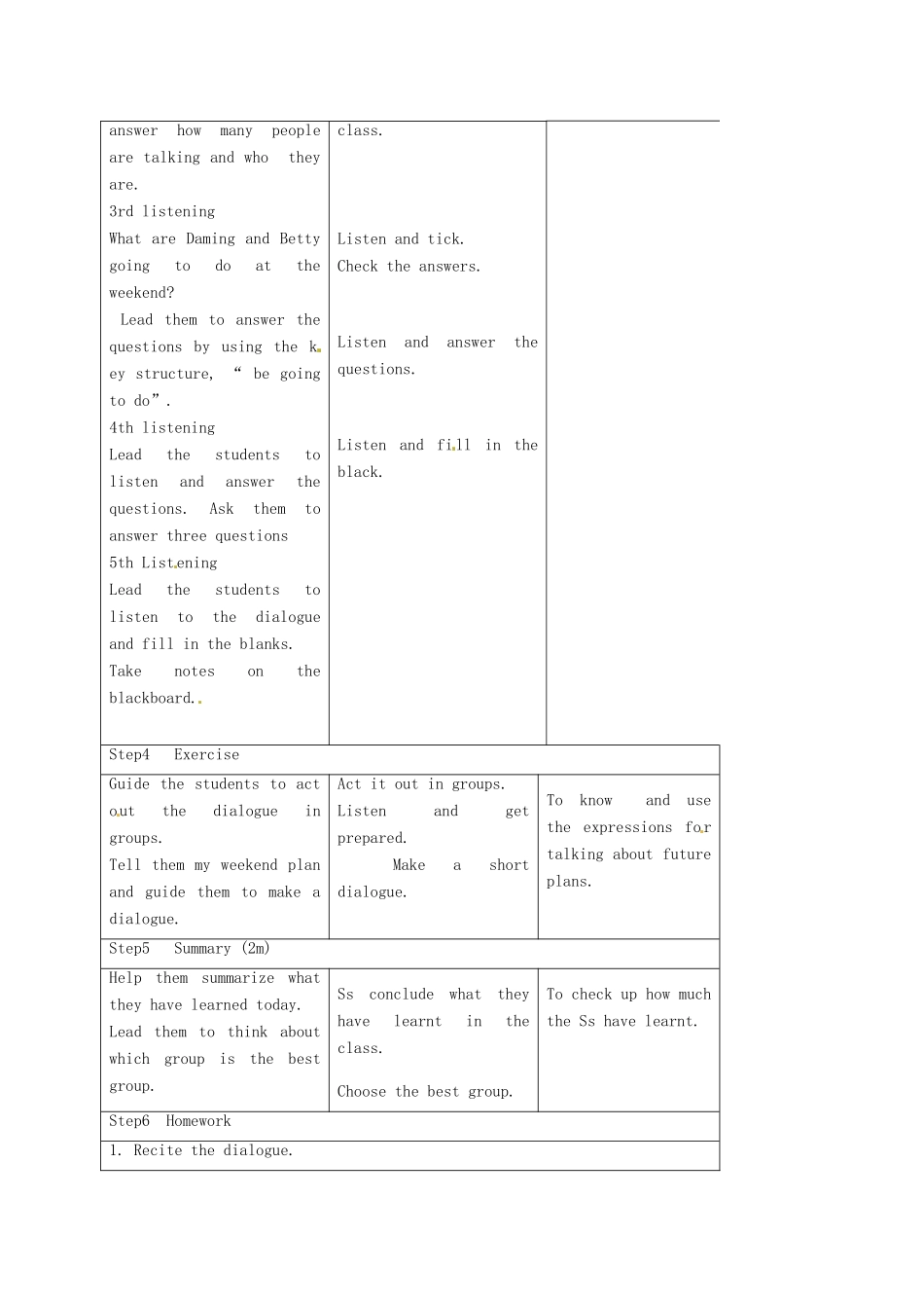 七年级英语下册 Module 3 Unit 1 What are you going to do at the weekend教案 （新版）外研版-（新版）外研版初中七年级下册英语教案_第3页