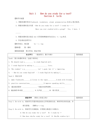 九年级英语 Unit 1  How do you study for a test教学案 人教新目标版