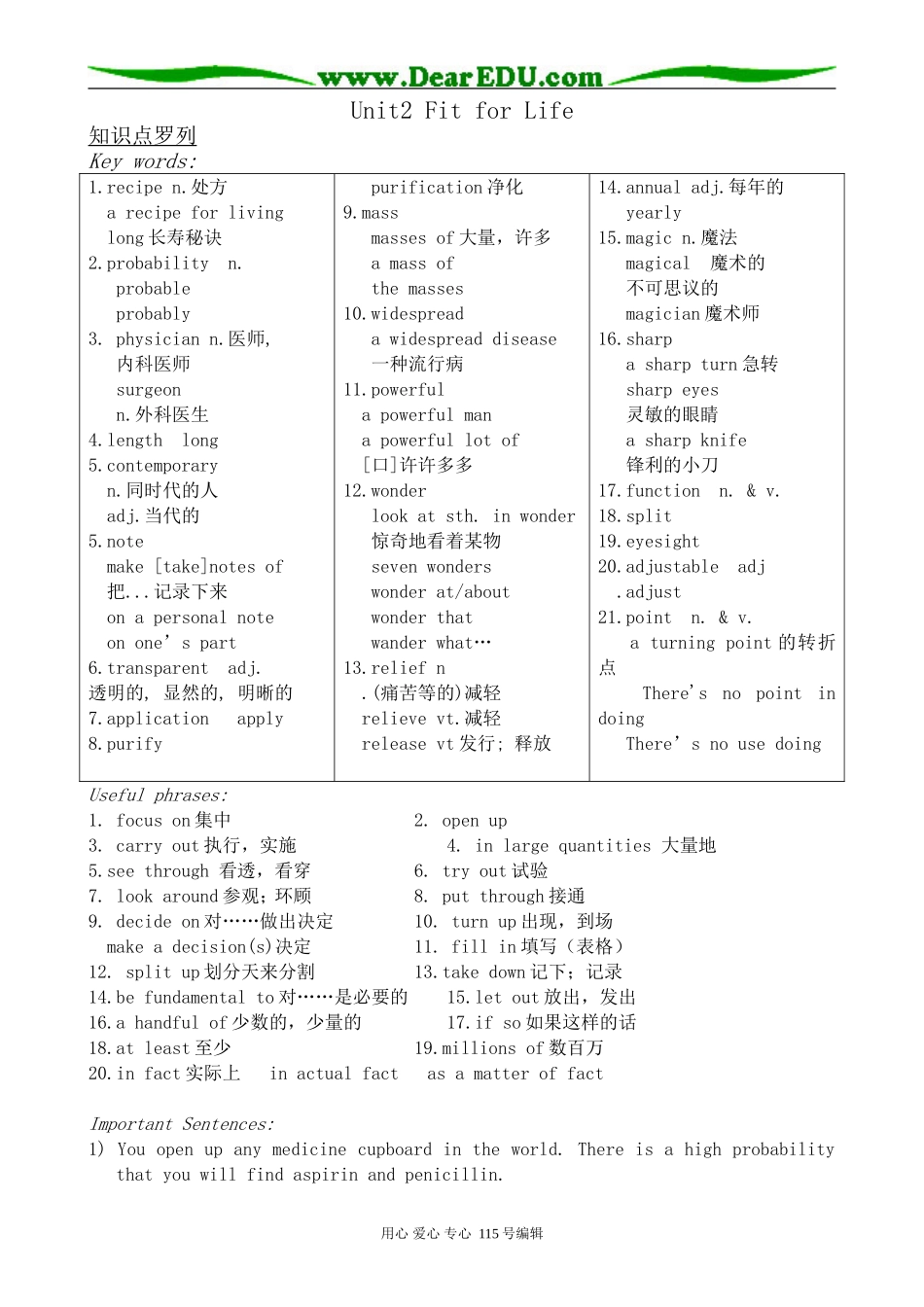 牛津版高中英语选修7Unit2 Fit for Life_第1页