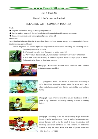 高中英语第二册上Unit 8 First Aid--Period 4 Let is read and write