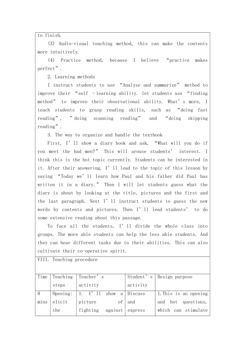 八年级英语上册 chapter3 reading教学设计 上海牛津版_第3页