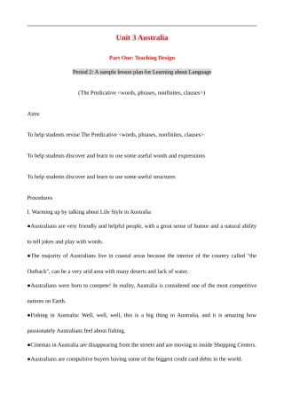 高中英语Unit 3 Australia--Learning about Language 人教版选修九