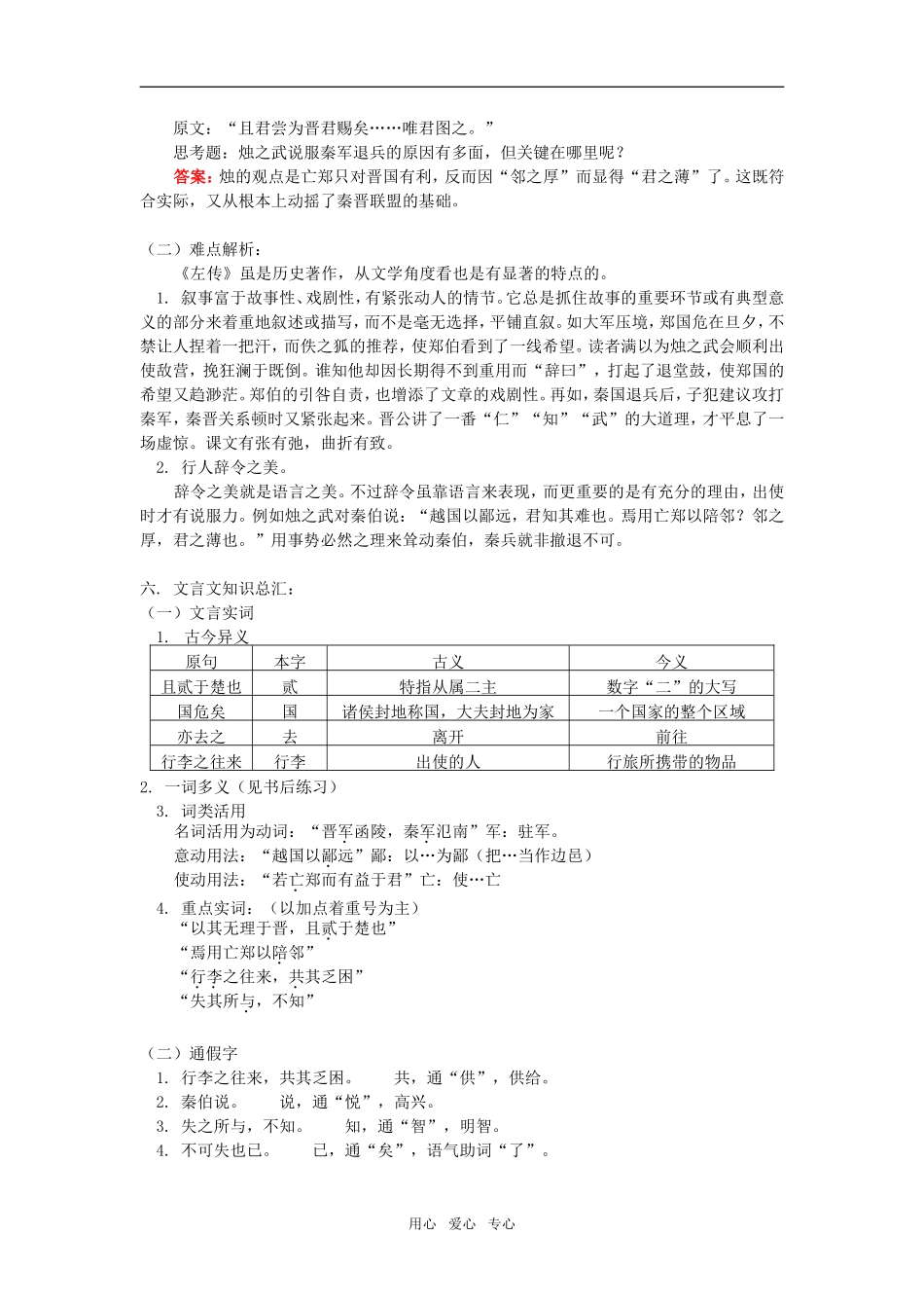 高一语文第一册第五单元    教读课《烛之武退秦师》人教版知识精讲_第2页