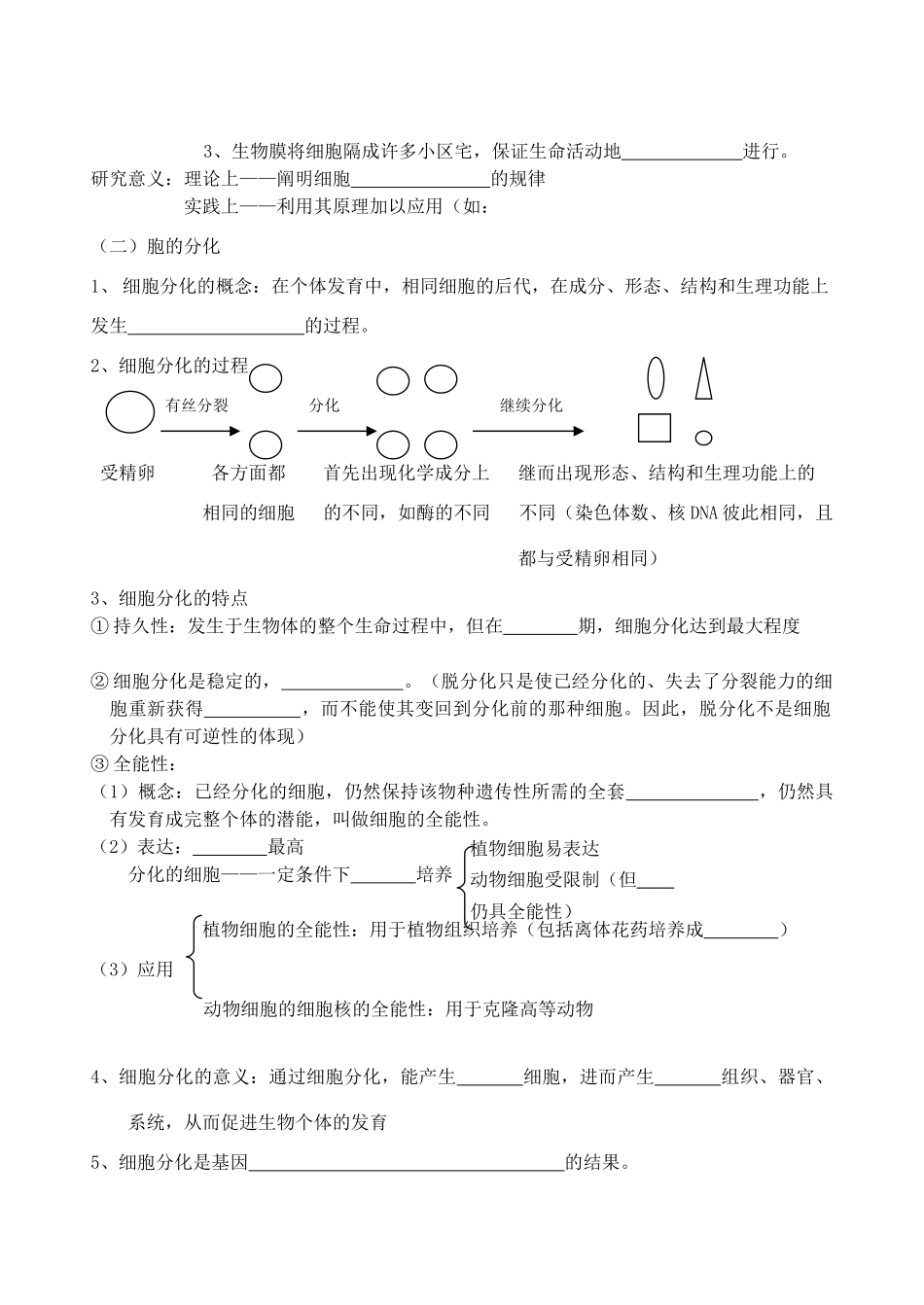 老课标全国人教高三生物复习教案：细胞分化、衰老、癌变和细胞工程_第2页