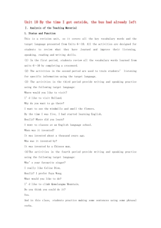 《Unit 10 By the time I got outside,the bus had already left》教案（2）
