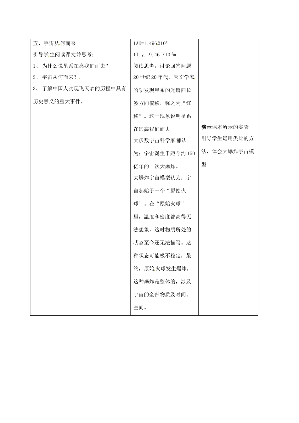 江苏省镇江市丹徒区荣炳镇八年级物理下册 7.4 宇宙探秘教案 （新版）苏科版-（新版）苏科版初中八年级下册物理教案_第3页