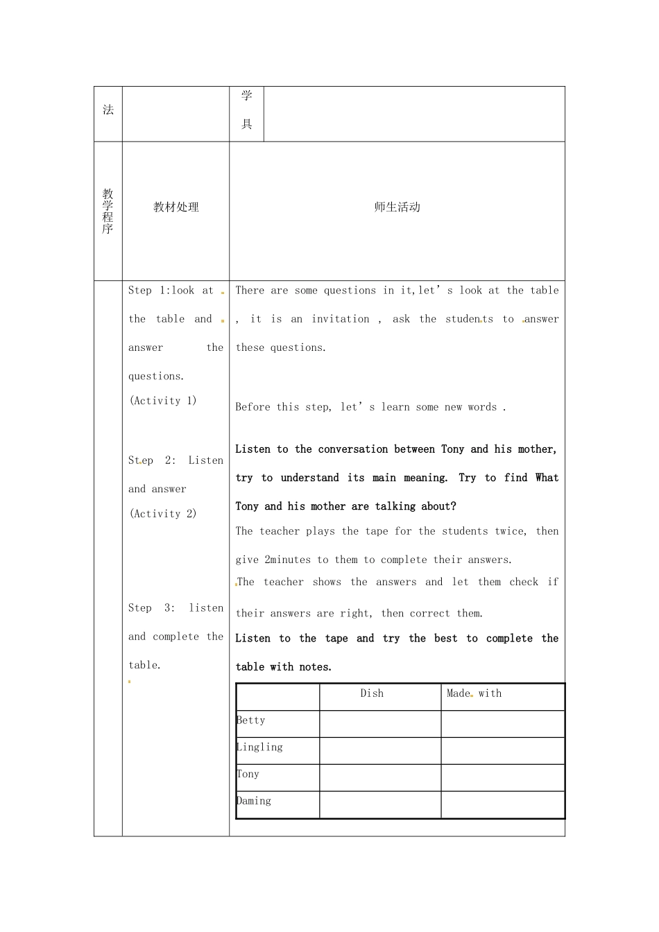 九年级英语下册 Module 6 Eating together教案 （新版）外研版-（新版）外研版初中九年级下册英语教案_第2页