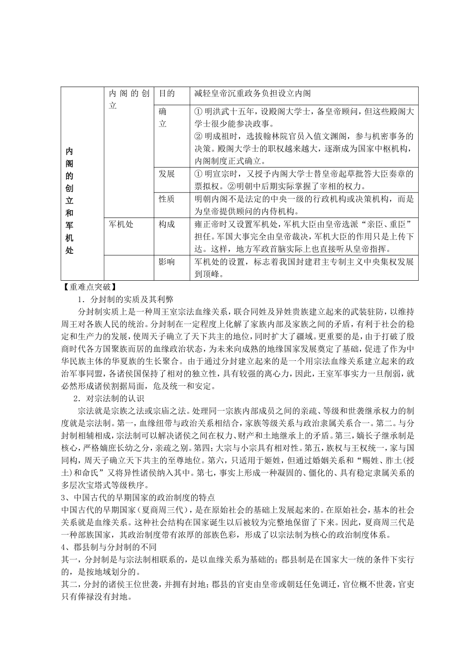 高三历史第一单元中国古代的政治制度复习教案 新课标 人教版_第3页