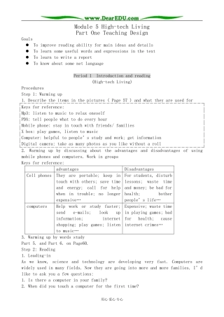 外研版英语必修10 Module5 High-tech Living-Introduction and Reading