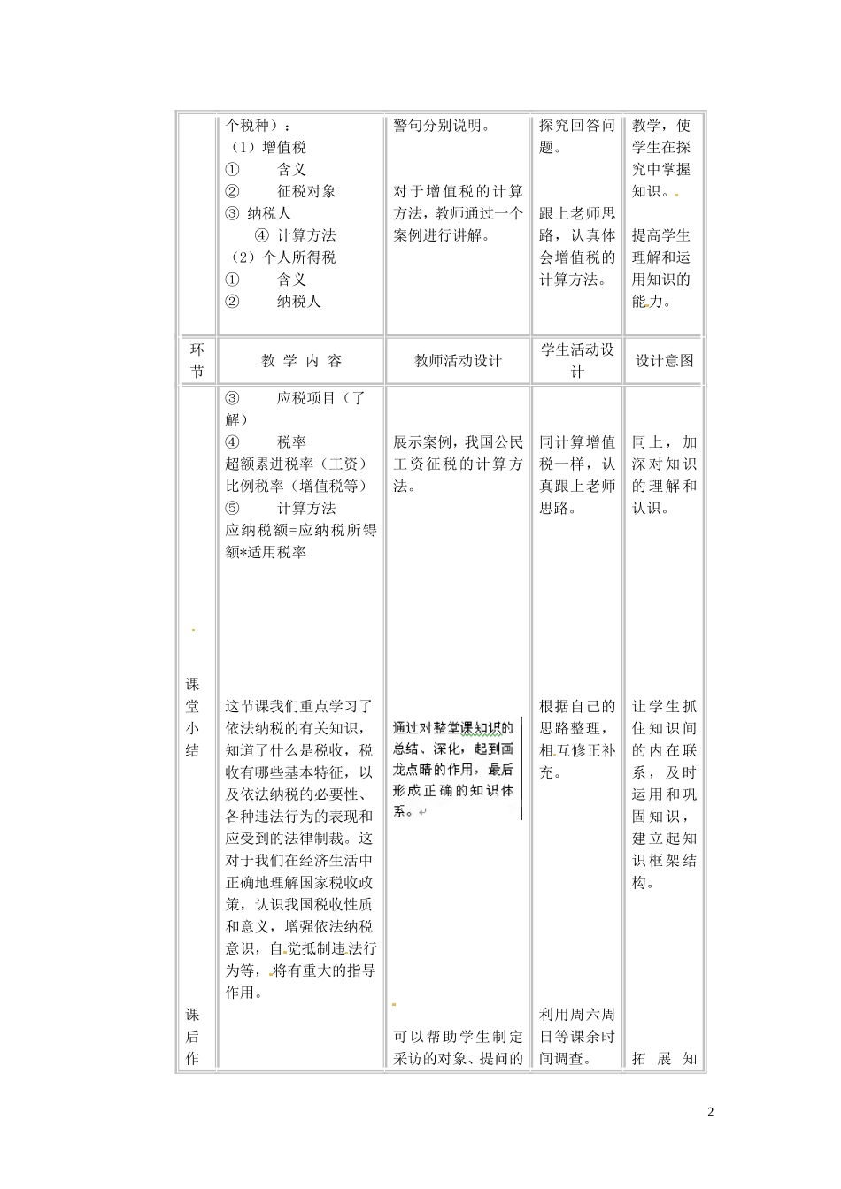 黑龙江省海林市高级中学高一政治上册《92征税与纳税》教案 新人教版必修1_第2页