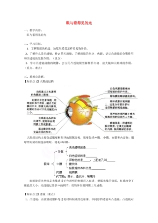 八年级科学上册 眼与看得见的光教案 鄂教版