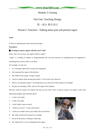 外研版英语必修6 Module5 Period 2 Function-Talking about past and Present regret