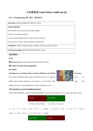 九年级英语 Unit4 What would you do