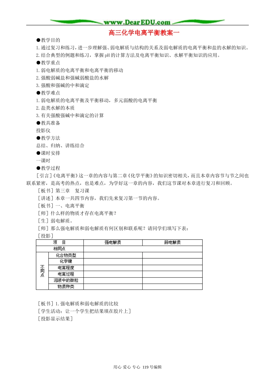 高三化学电离平衡教案一 上海科技版_第1页