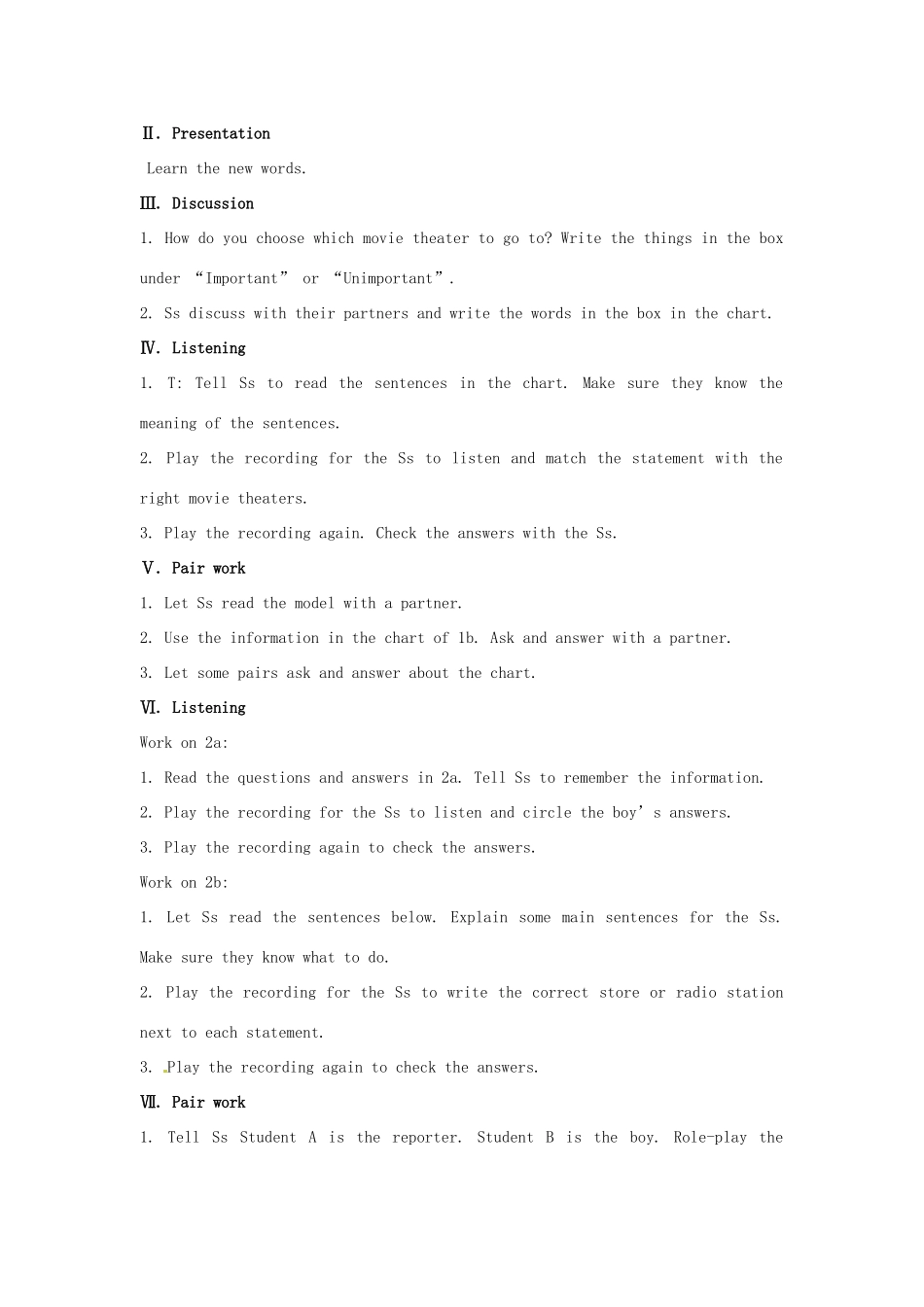 云南省师范大学五华区实验中学八年级英语上册 Unit 4 What’s the best movie theater Period 1教案 （新版）人教新目标版_第2页